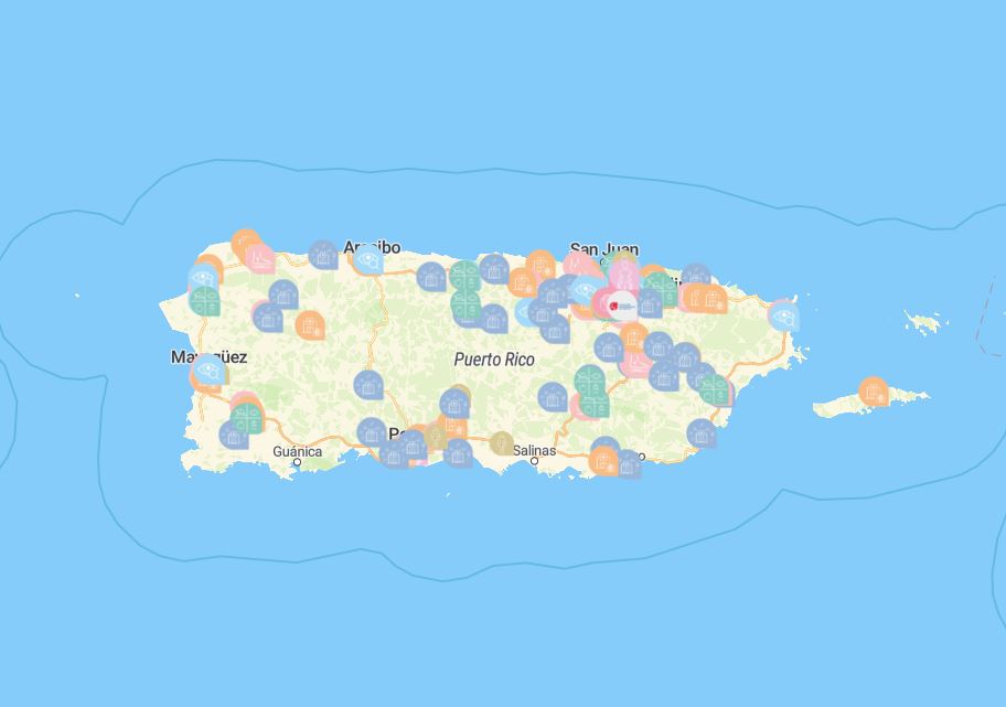 Mapa interactivo. Imagen tomada de Asociación Puertorriqueña de Diabetes